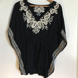 Black Embroidered BOHO Top